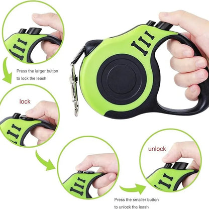 Retractable Dog Leash, 3M/5M Extendable Walking Lead for Small & Large Dogs with One-Button Brake & Lock, Strong Nylon Tape